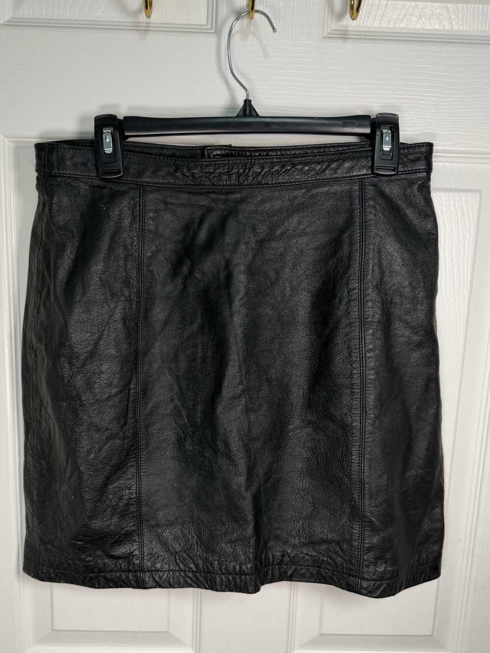 Black Leather A-Line Skirt - Women